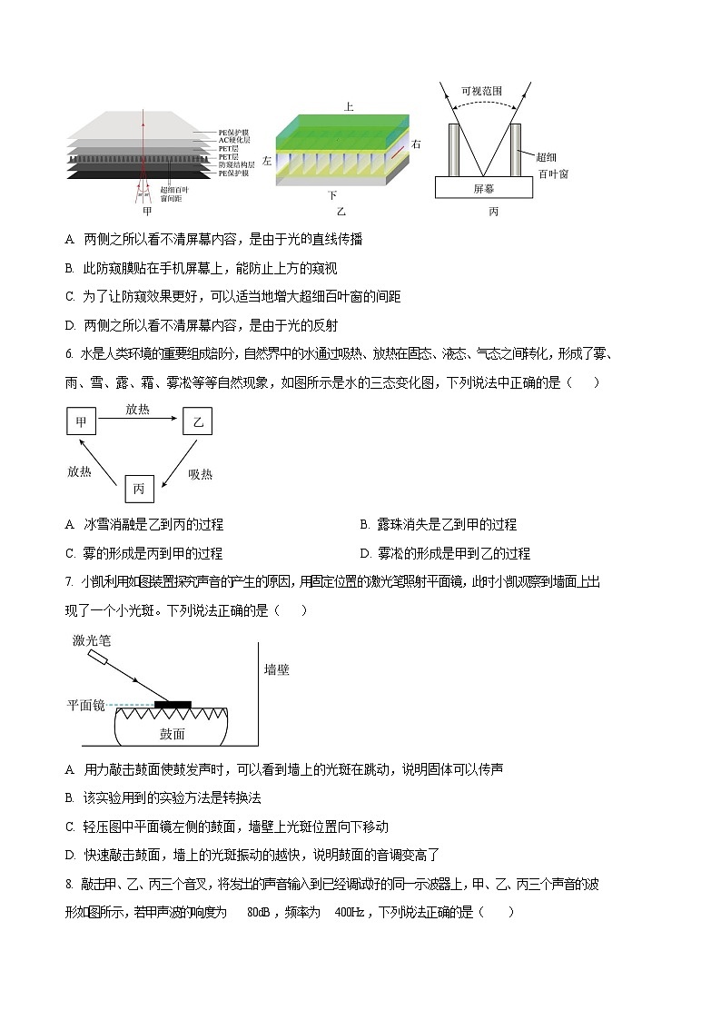 广东省广州中学2024-2025学年八年级上学期期中考试物理试题（含答案）第3页