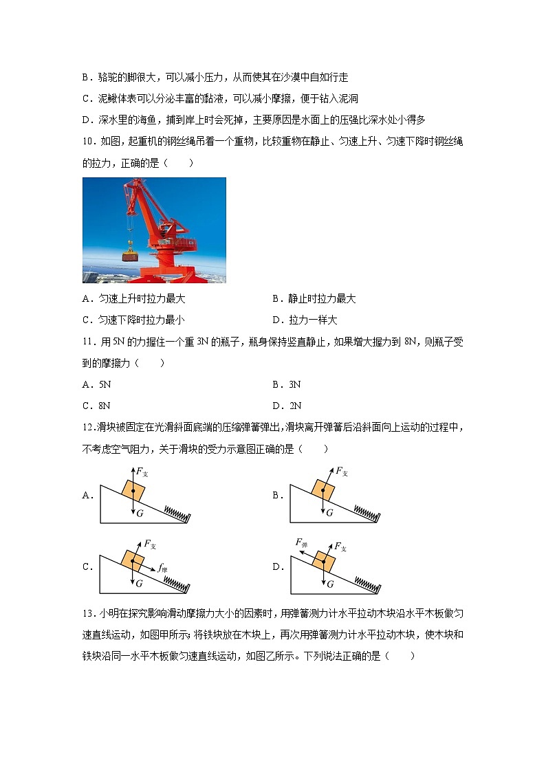 山东青岛经济技术开发区2023-2024学年八年级下学期4月月考物理（含解析）物理试卷第3页