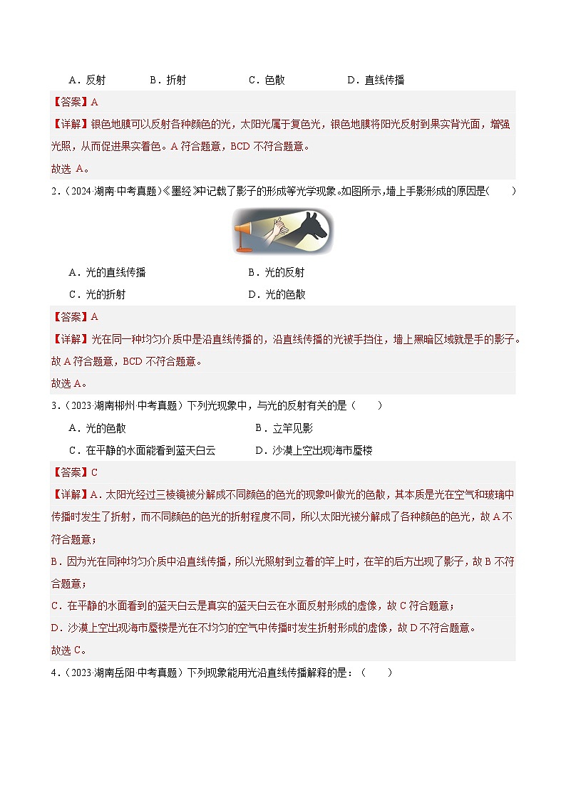 专题02 光现象与透镜及其应用（湖南专用）（解析版）第2页
