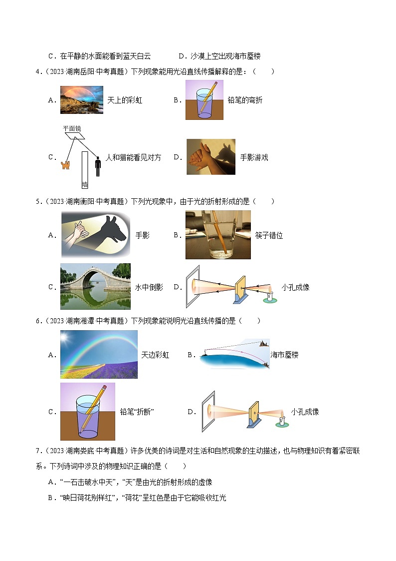 专题02 光现象与透镜及其应用（湖南专用）（原卷版）第2页