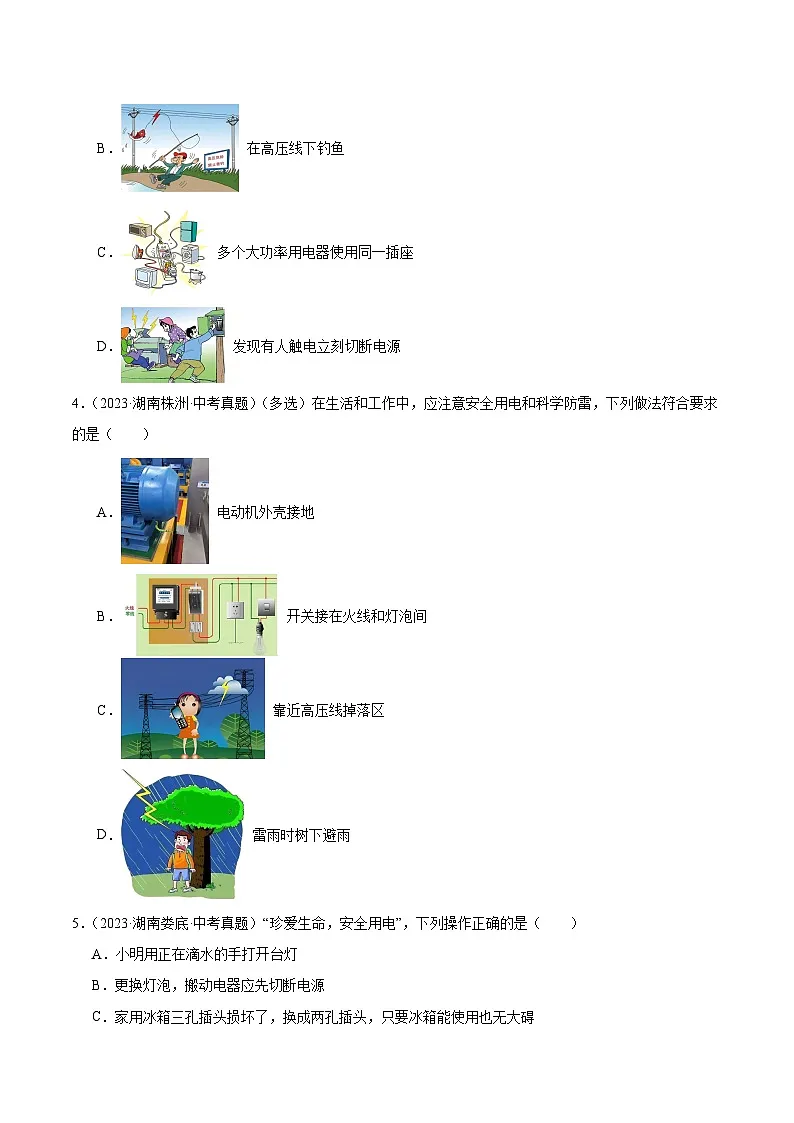 专题10 家庭电路、电与磁（湖南专用）（原卷版）第3页