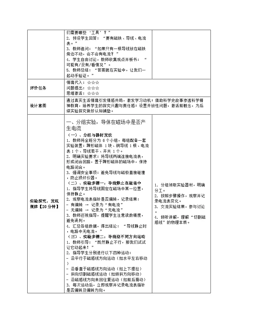 《第二十章 电与磁：6 磁生电》教学设计（表格版）-2025-2026学年人教版（2024）物理九年级全一册第3页