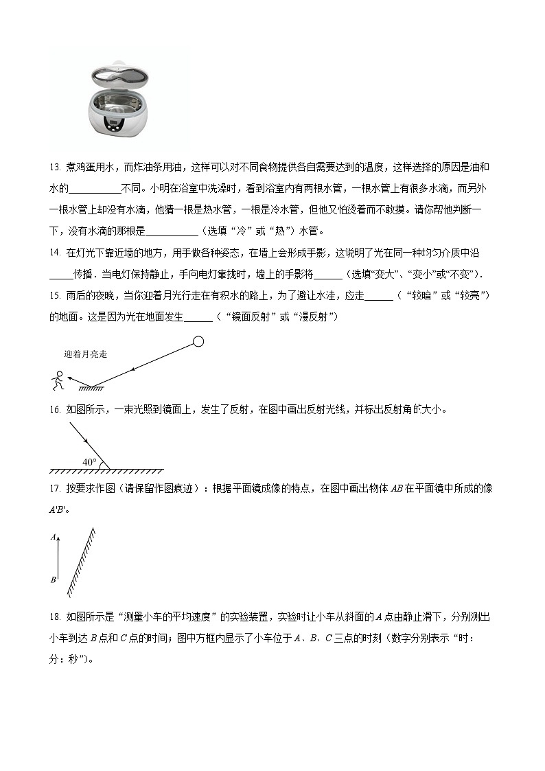 精品解析：吉林省长春市东北师大附中明珠学校2024-2025学年八年级上学期期中测试物理试题（原卷版）第3页