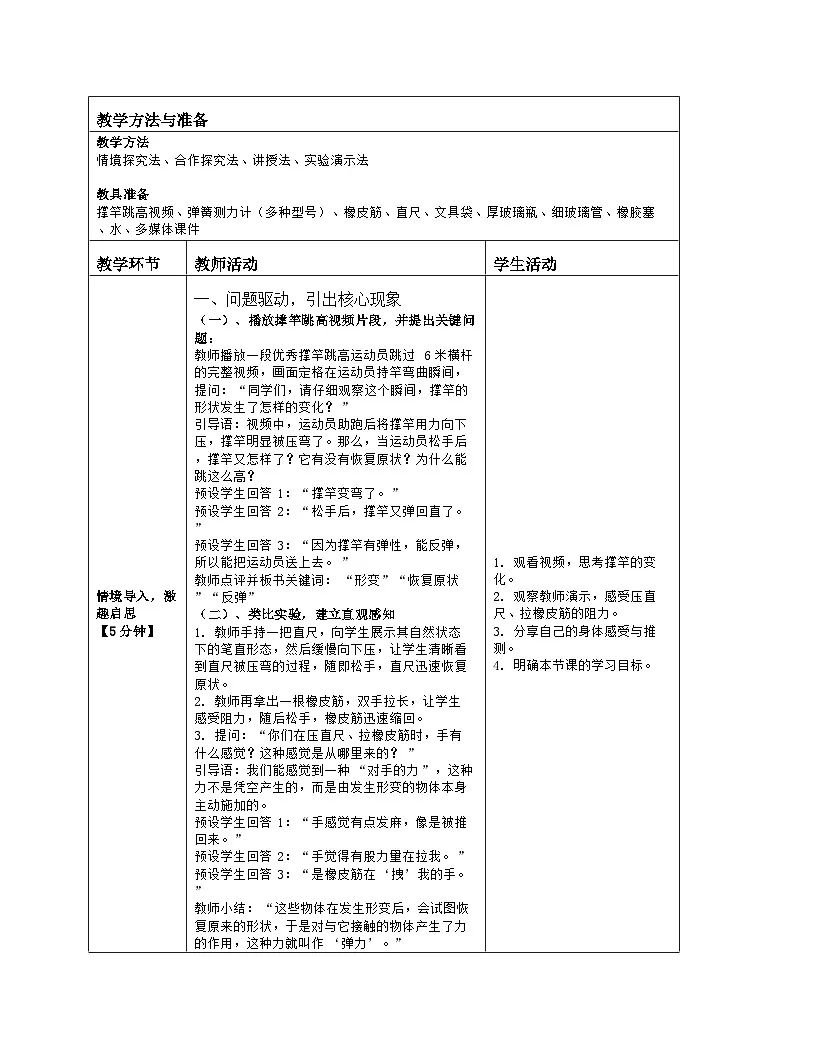 《第七章 力：2 弹力》教学设计（表格版）-2025-2026学年人教版（2024）物理八年级下册第2页