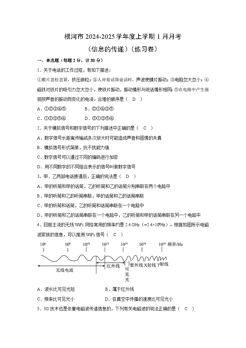 内蒙古自治区呼伦贝尔市根河市2024-2025学年九年级上学期1月月考物理试卷第1页