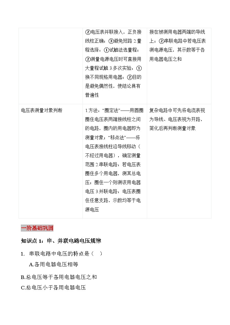 沪粤版2025-2026学年物理九年级上学期第一十三章第六节 串联、并联电路中电压的特点【课后5分钟】 -习题【含解析】第2页