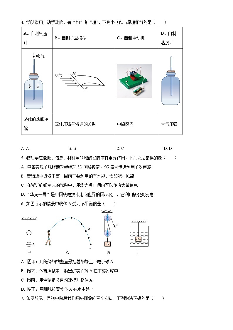 2025年青海省西宁城区中考物理真题含答案第2页