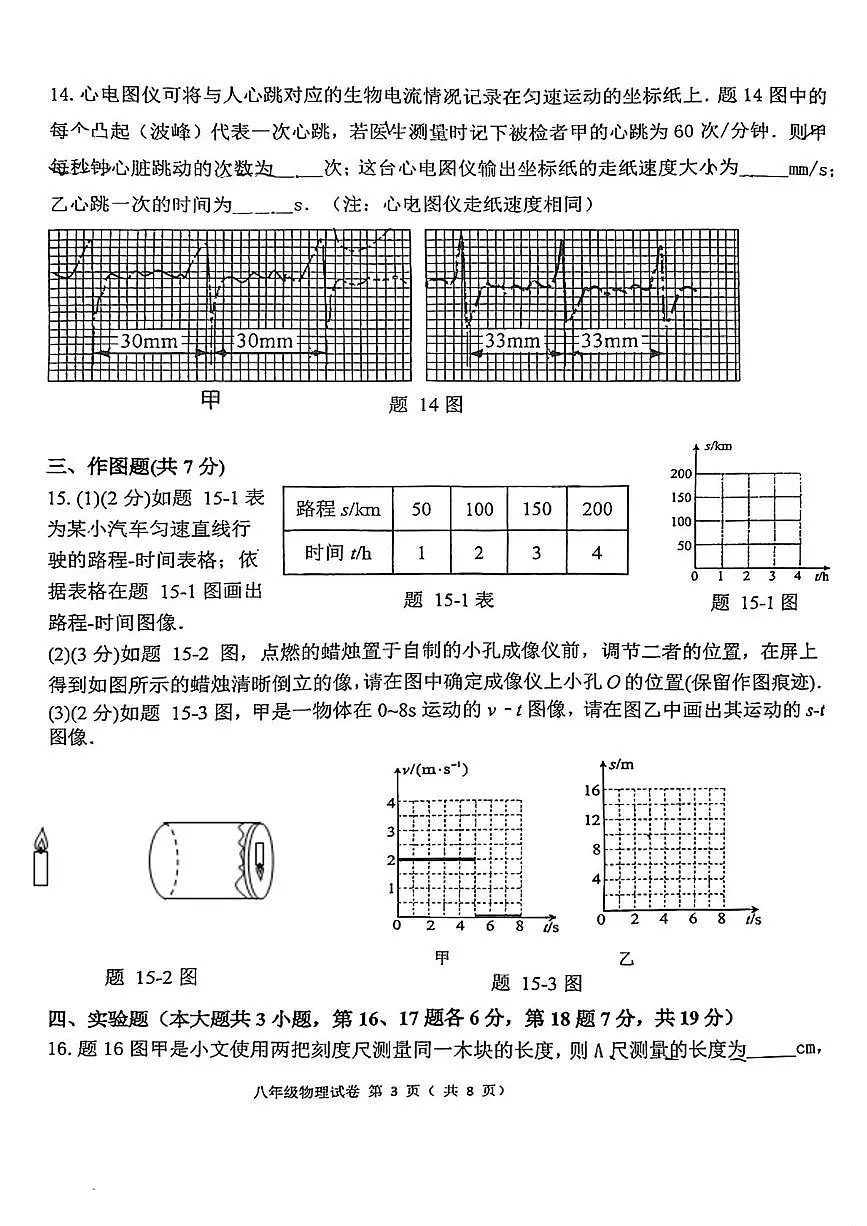 广东省珠海市文园中学（集团）2025-2026学年八年级上学期期中考试物理试卷第3页