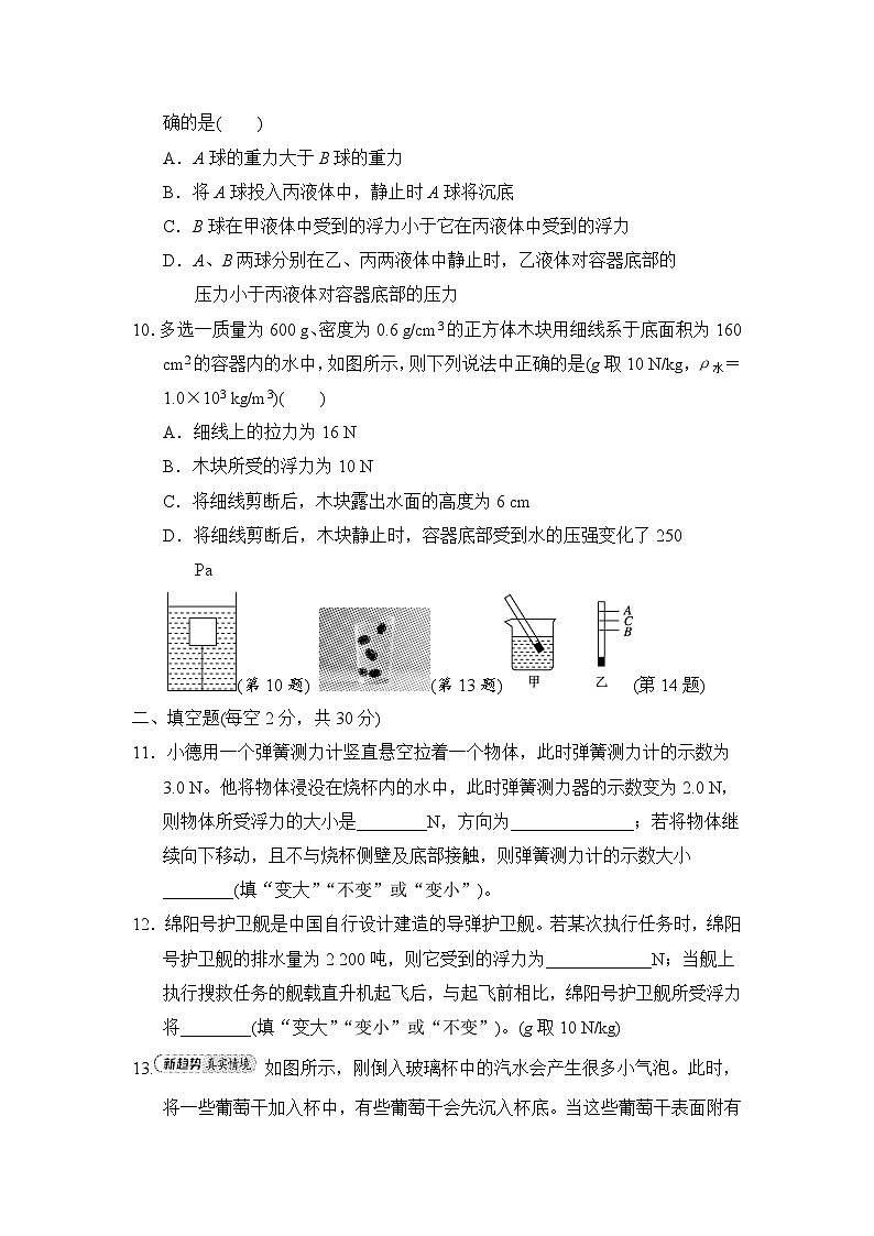 第十章浮力 拔尖检测（含答案）2025-2026学年人教版物理八年级下册第3页