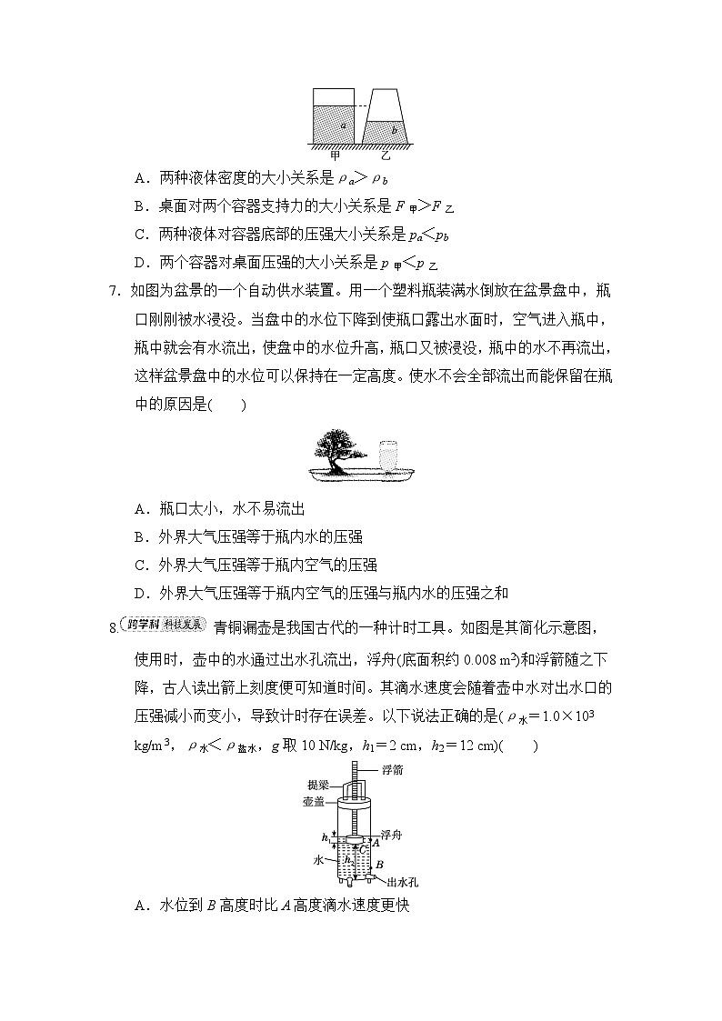 第九章压强 拔尖检测（含答案）2025-2026学年人教版物理八年级下册第2页