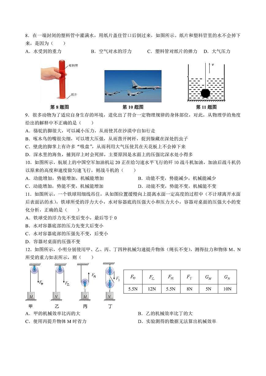 湖南省长沙市湖南师大附中博才实验中学2024-2025学年九年级上学期入学考物理试卷第2页