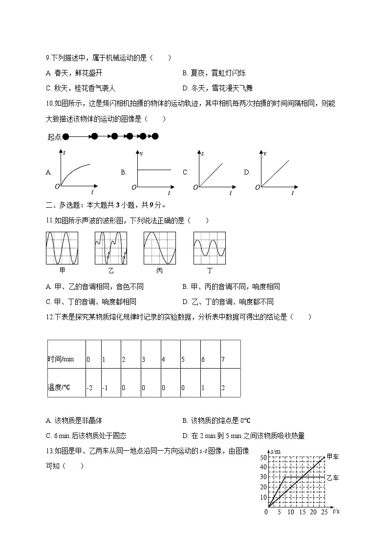天津市外国语大学附属滨海外国语学校2025_2026学年八年级（上）第一次月考物理试题【附答案】第3页