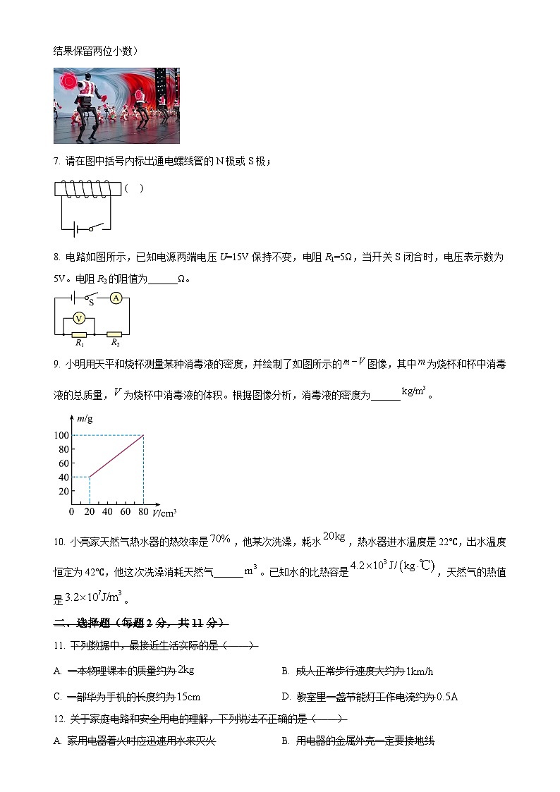 2025年安徽省滁州市凤阳县中考一模物理试题（原卷版）-A4第2页