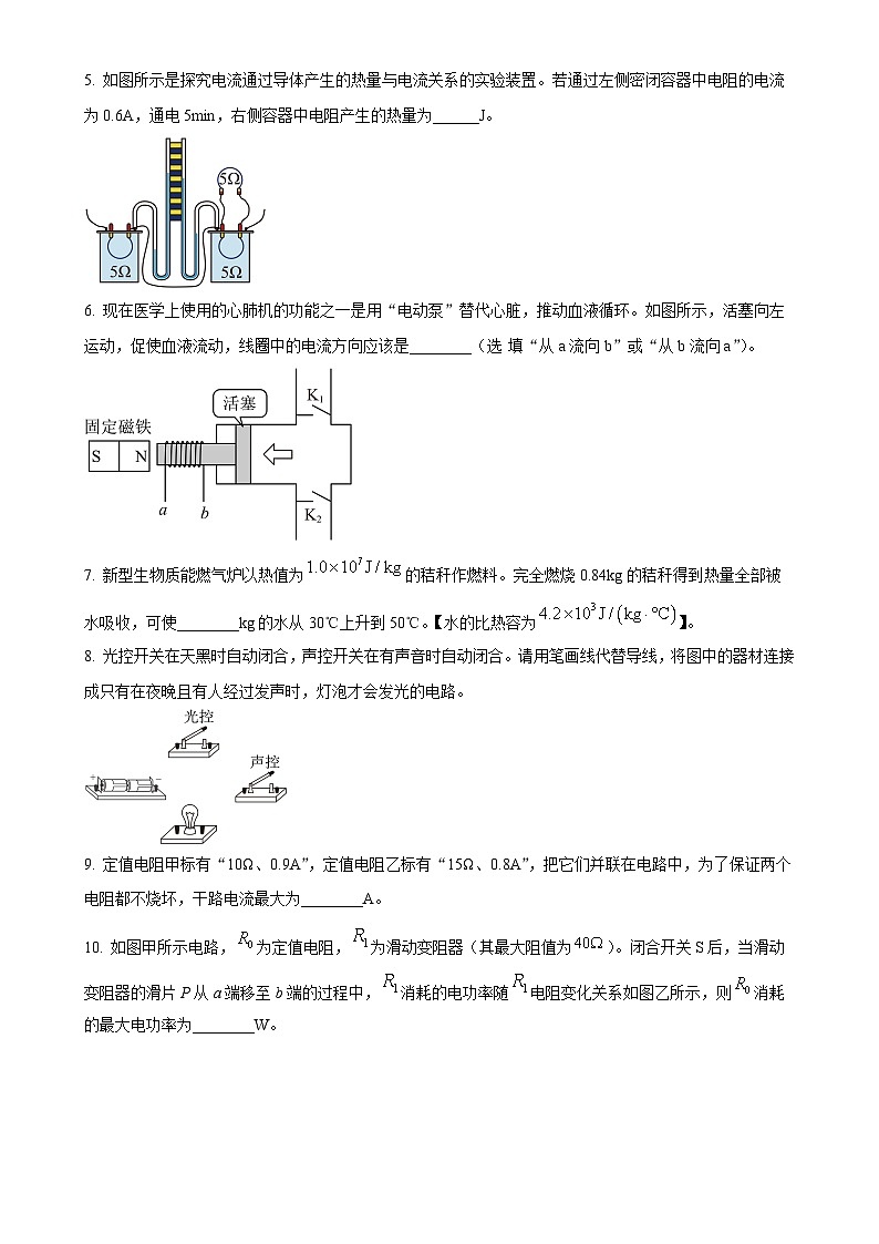 安徽省滁州市天长市实验中学教育集团九年级下学期3月月考物理试题（原卷版）-A4第2页
