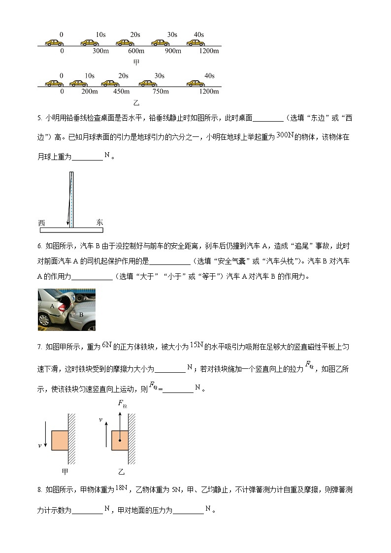 安徽省阜阳市太和县八年级下学期3月月考物理试题（原卷版）-A4第2页