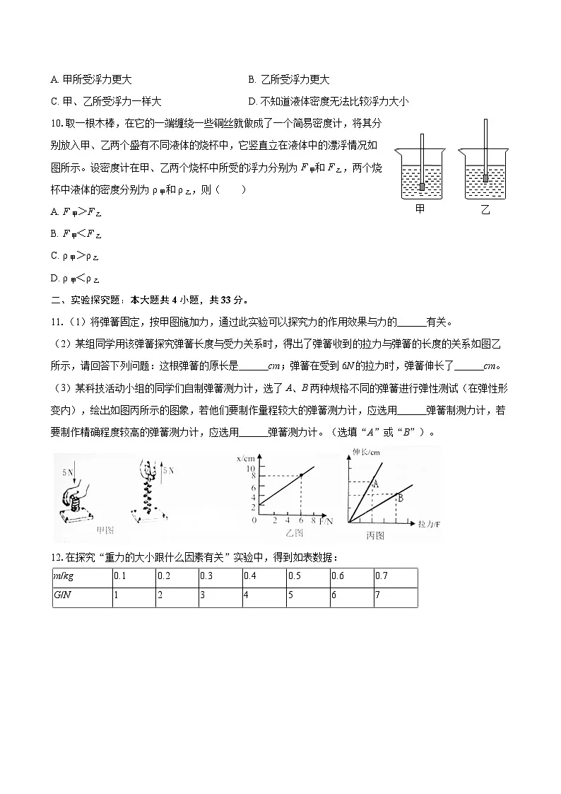 2024-2025学年广东省广州市番禺区金海岸实验学校八年级（下）期中物理试卷-自定义类型第3页