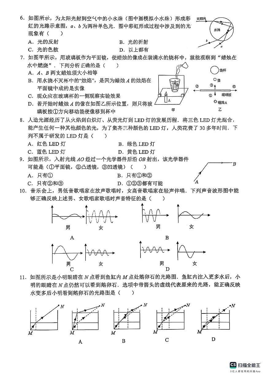江苏省无锡市经开区和畅中学2025-2026学年八年级上学期物理期中试卷第2页