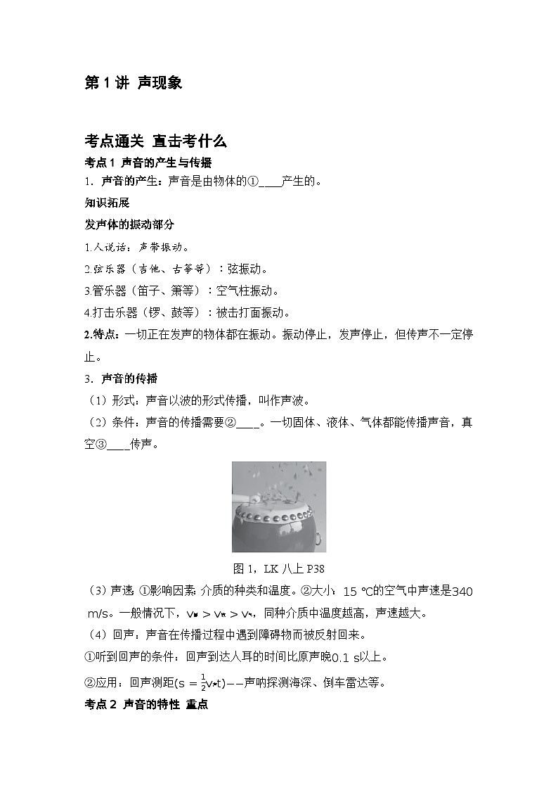 第1讲 声现象 练习 2026年中考物理一轮复习（山东）第1页