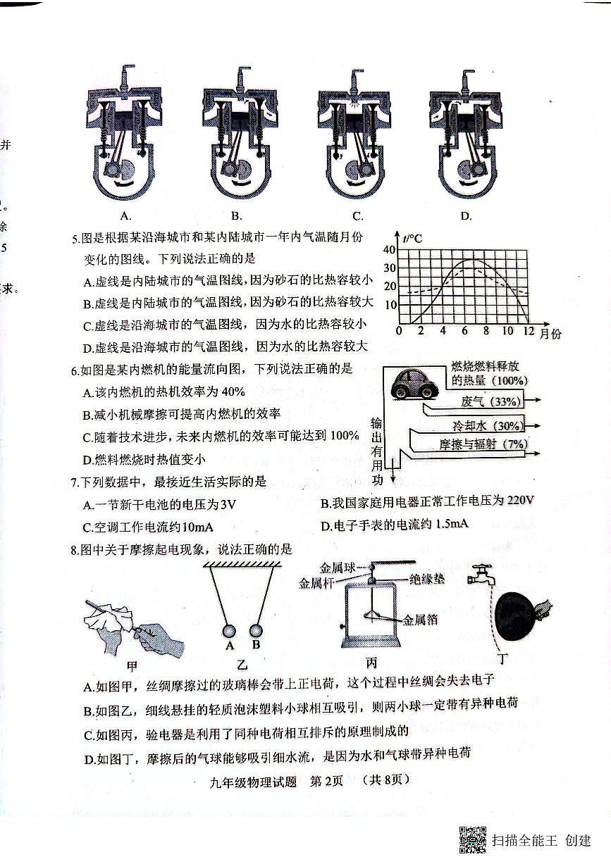 山东省菏泽市东明县2025-2026学年上学期九年级物理期中试题第2页