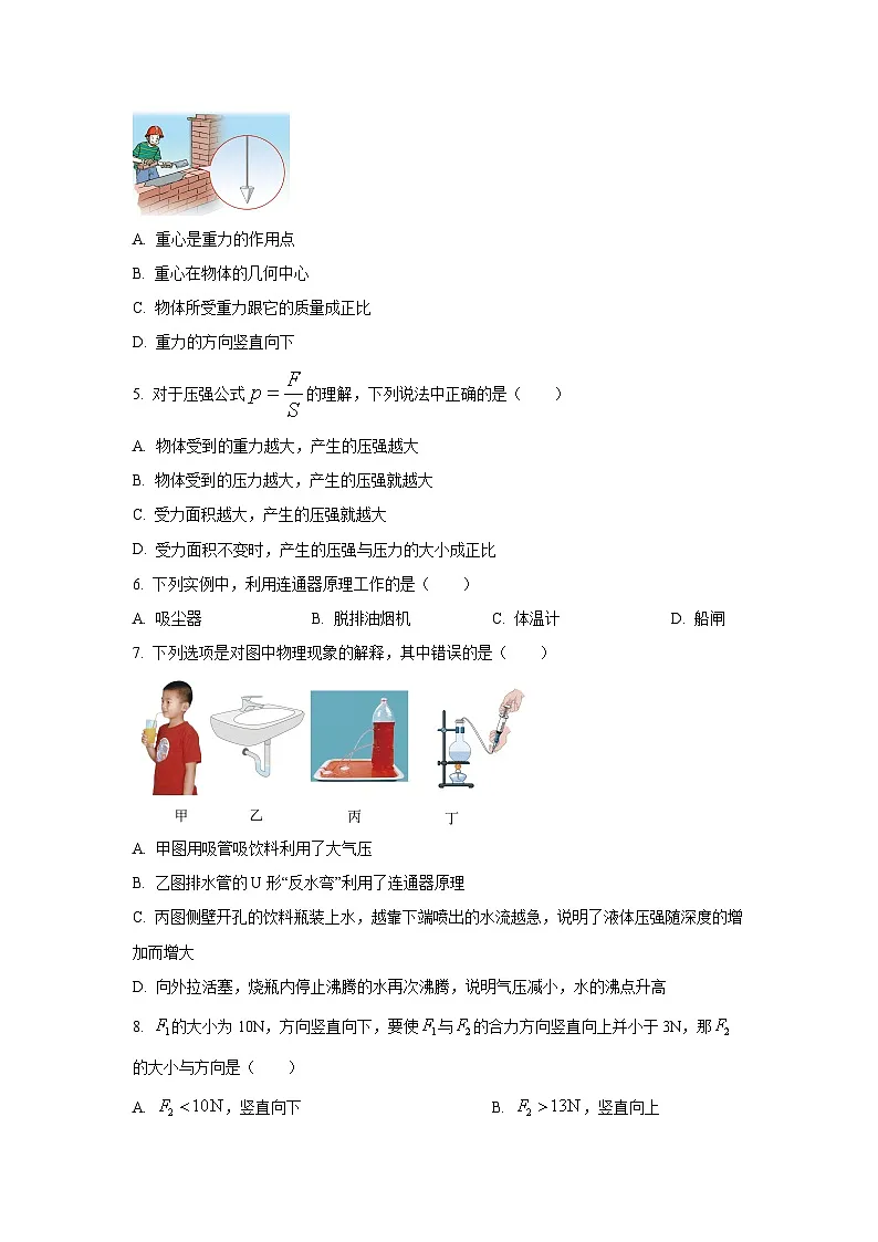 广西壮族自治区贺州市2024-2025学年八年级下学期期中考试物理试卷（学生版）第2页