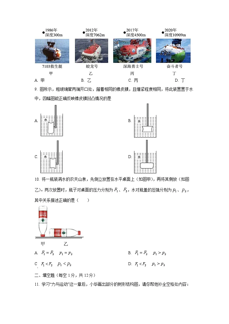 山东省济宁市金乡县2024-2025学年八年级下学期月考物理试卷（学生版）第3页