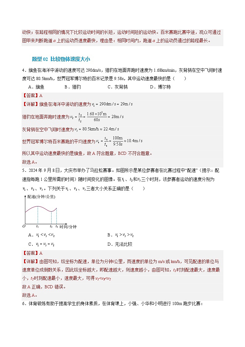 第3节 运动的快慢（培优考点练）（解析版）第3页