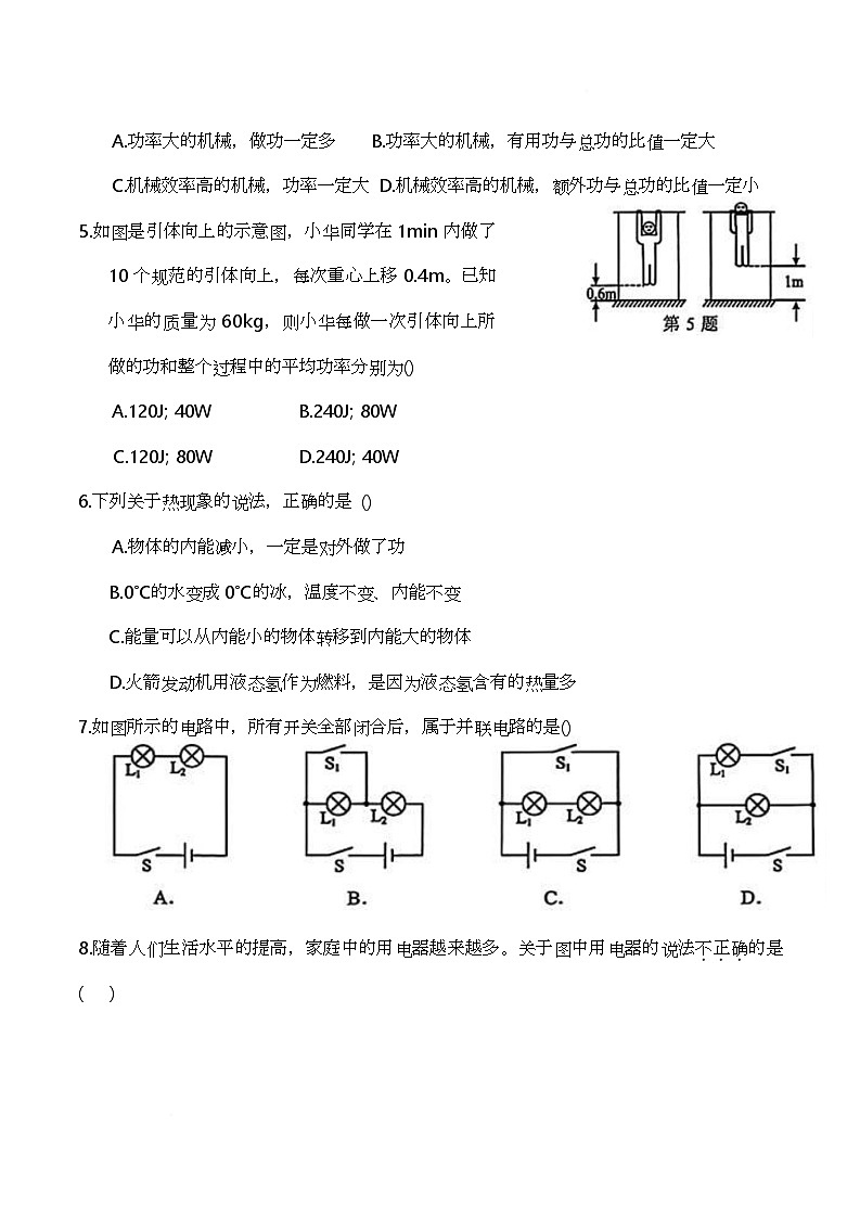 江苏省扬州中学树人教育集团2025-2026学年九年级上学期期中考试物理试卷第2页
