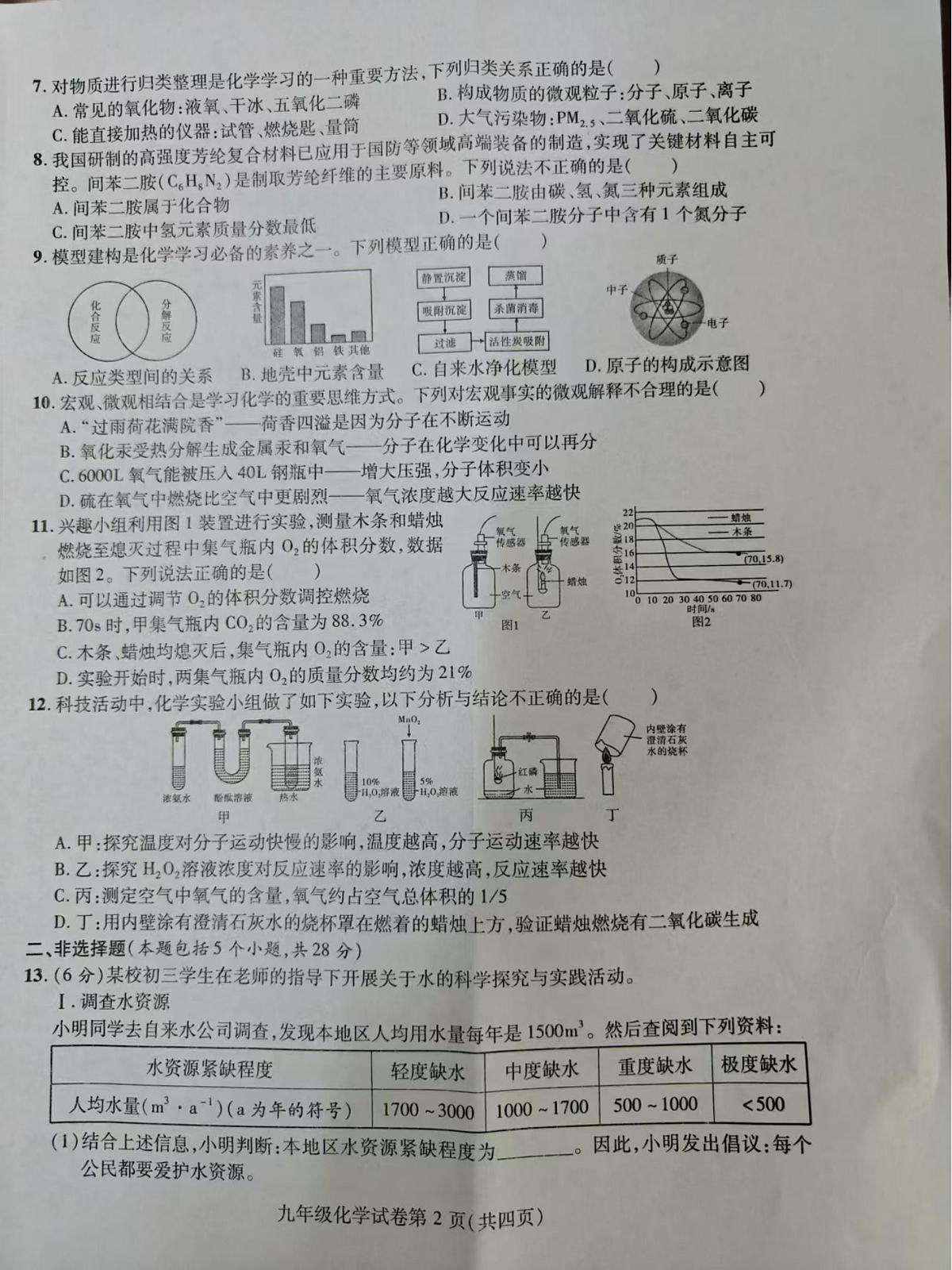 安徽省六安市霍邱县2025-2026学年上学期期中质量检测九年级物理化学试题第2页