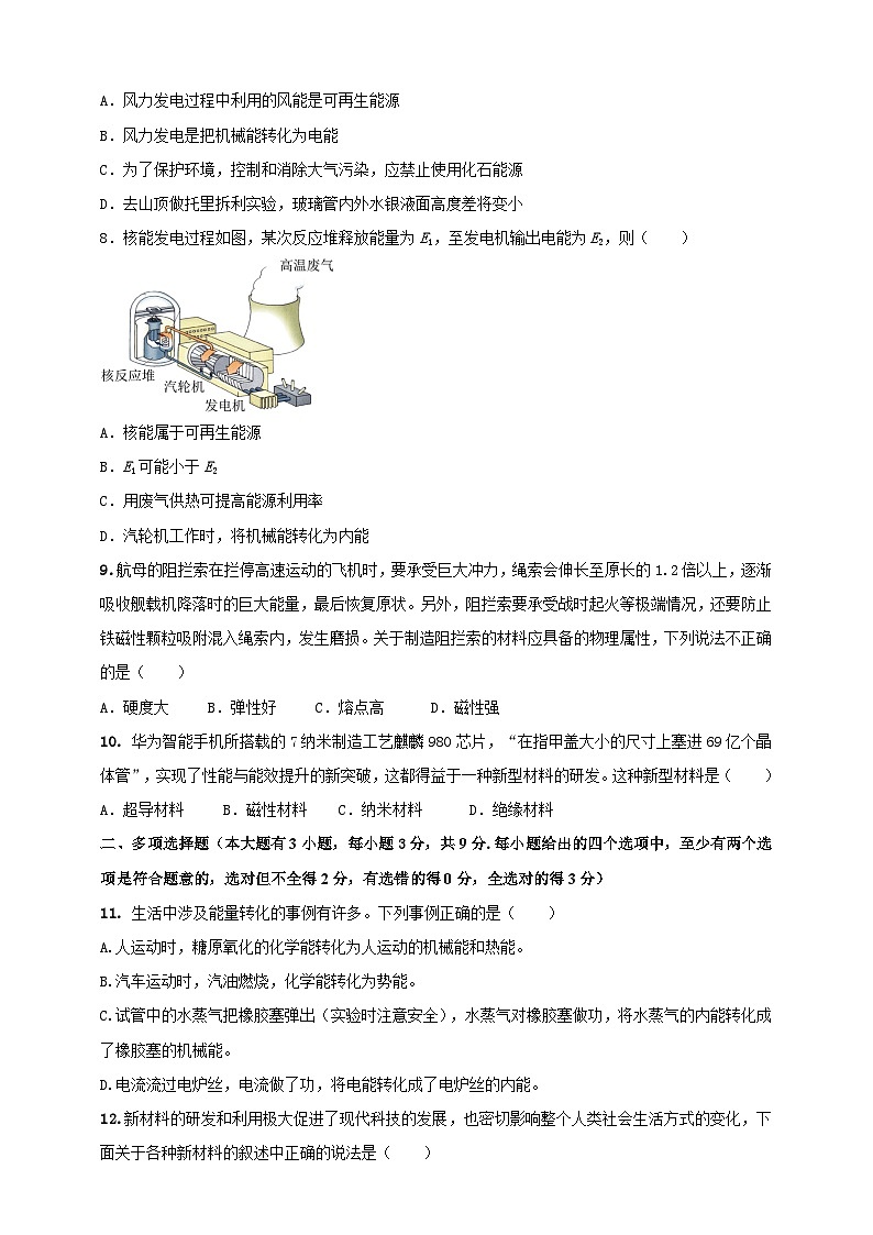第二十一章 能源、材料与社会单元素养提升卷 （原卷版）第3页