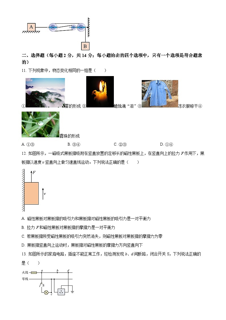 2025年安徽省合肥市中国科技大学附中高新校区中考一模物理试题（原卷版）-A4第3页