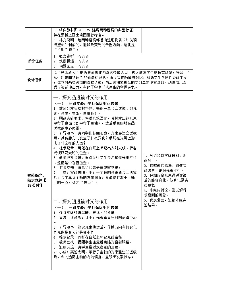 《第四章 透镜及其应用：1 透镜》教学设计（表格版）-2025-2026学年北师大版（北京）（2024）物理八年级全一册第3页