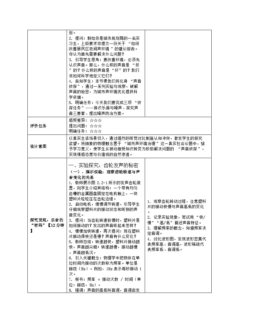 《第二章 声现象：2 乐音与噪声》教学设计（表格版）-2025-2026学年北师大版（北京）（2024）物理八年级全一册第3页