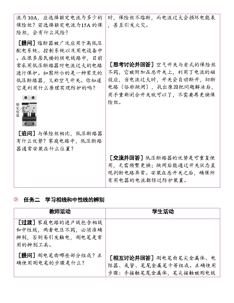 19.2 家庭电路的基本组成 教学设计 人教版物理九年级全一册第3页