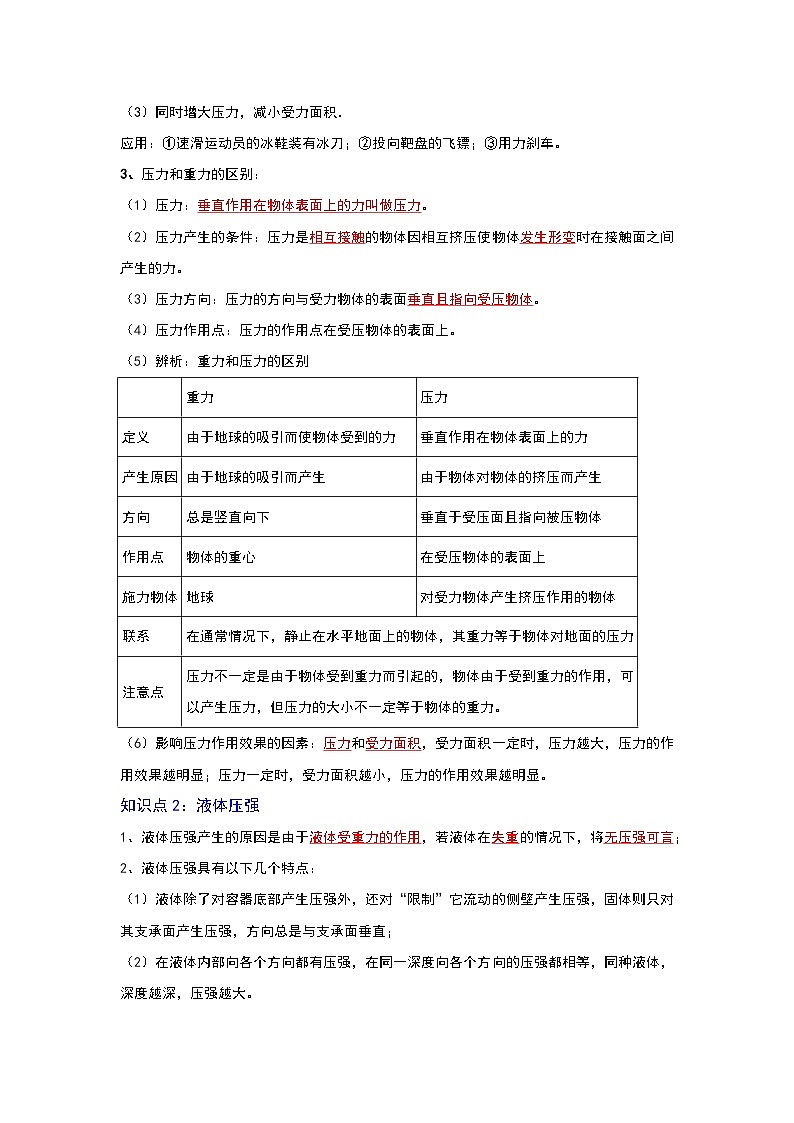 （人教版）中考物理一轮复习考点讲与练第九章  压强（解析版）第2页