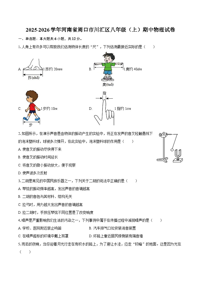 2025-2026学年河南省周口市川汇区八年级（上）期中物理试卷-自定义类型第1页