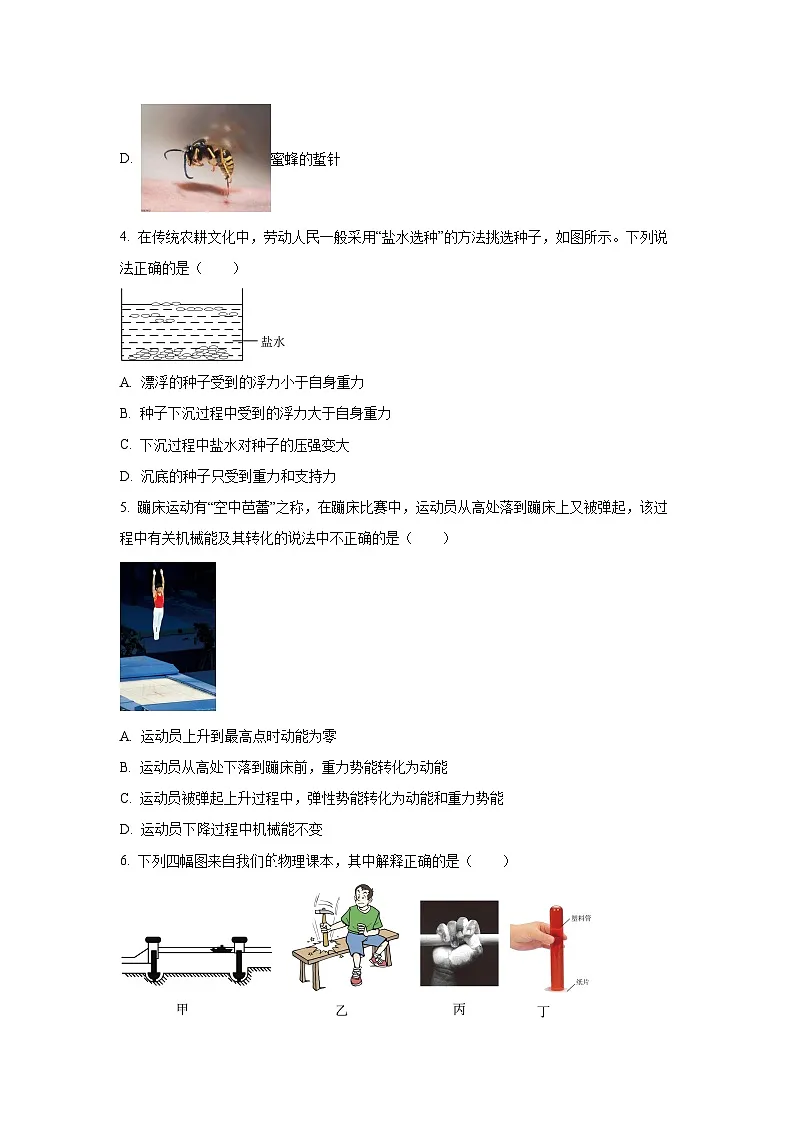 重庆市秀山县2024-2025学年八年级下学期期末考试物理试卷（学生版）第2页