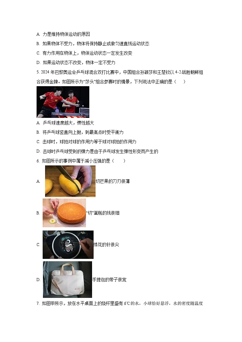重庆市万州某校2024-2025学年八年级下学期期中物理试卷（学生版）第2页