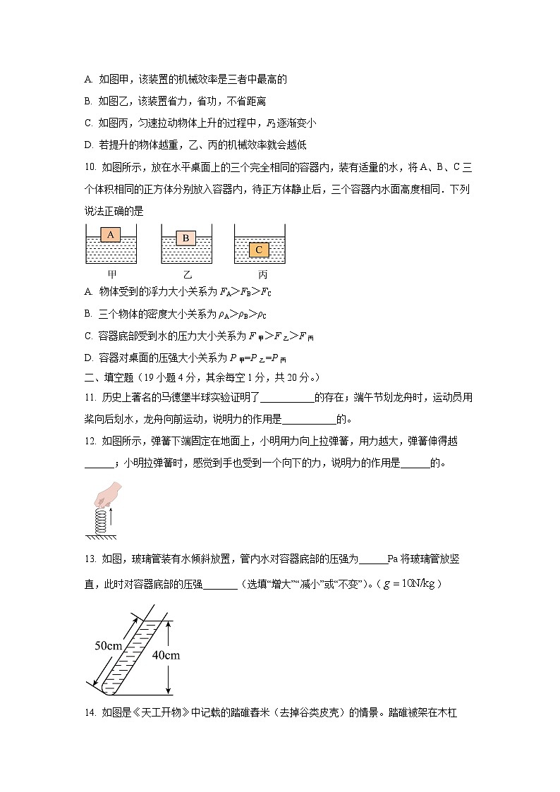 重庆市合川区2024-2025学年八年级下学期期末考试物理试卷（学生版）第3页
