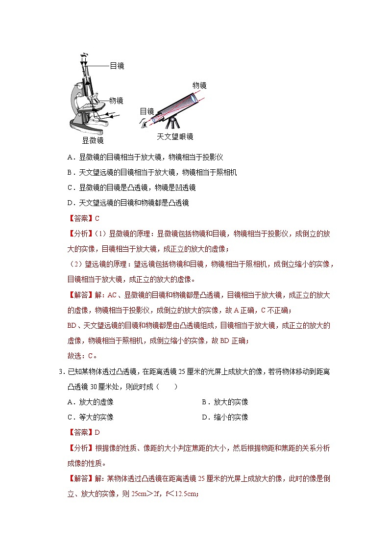 第5章  透镜及其应用（A卷 达标通关卷）（解析版）第2页