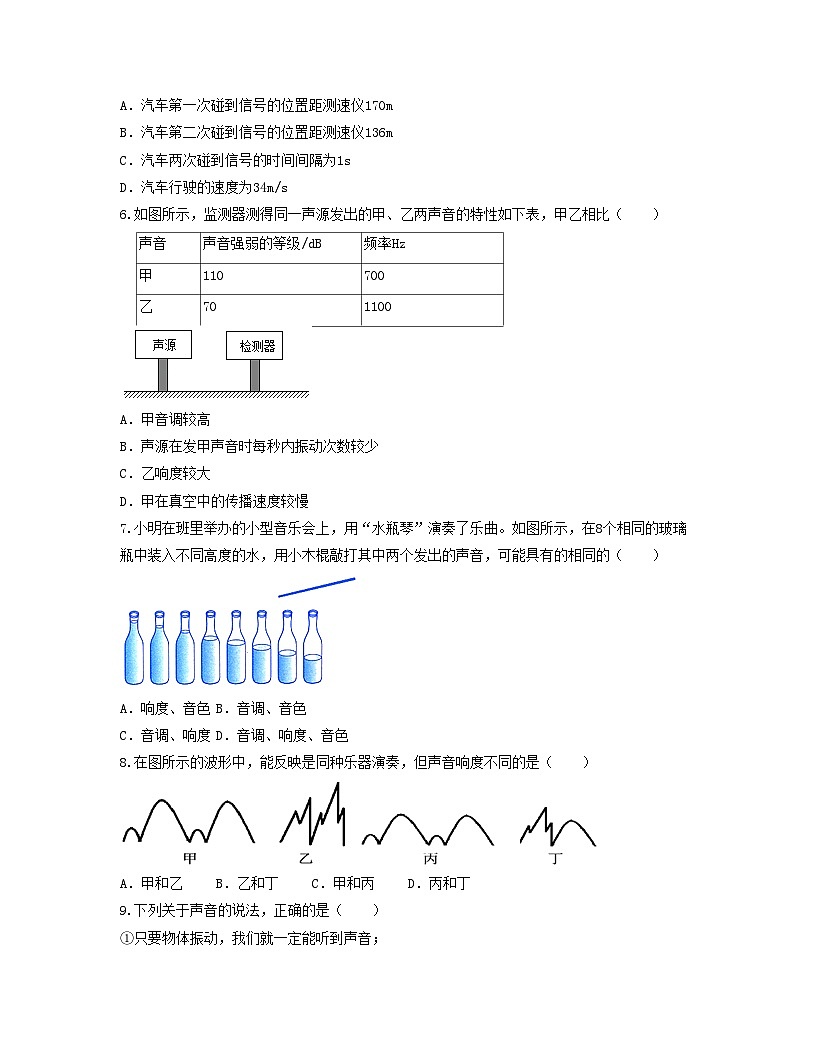 人教版八年级物理上册单元练习卷·单元02 声现象 【过关测试】（原卷版）第3页