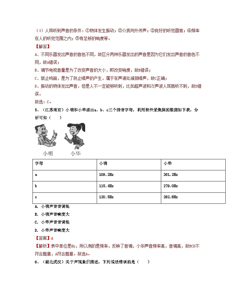 人教版八年级物理上册单元练习卷·单元02 声现象 【真题模拟练】（解析版）第3页