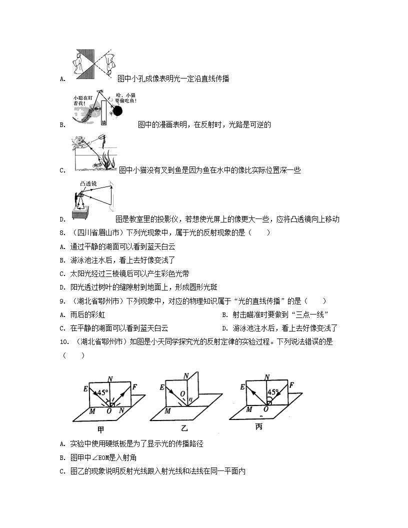 人教版八年级物理上册单元练习卷·单元04  光现象 【真题模拟练】（原卷版）第3页