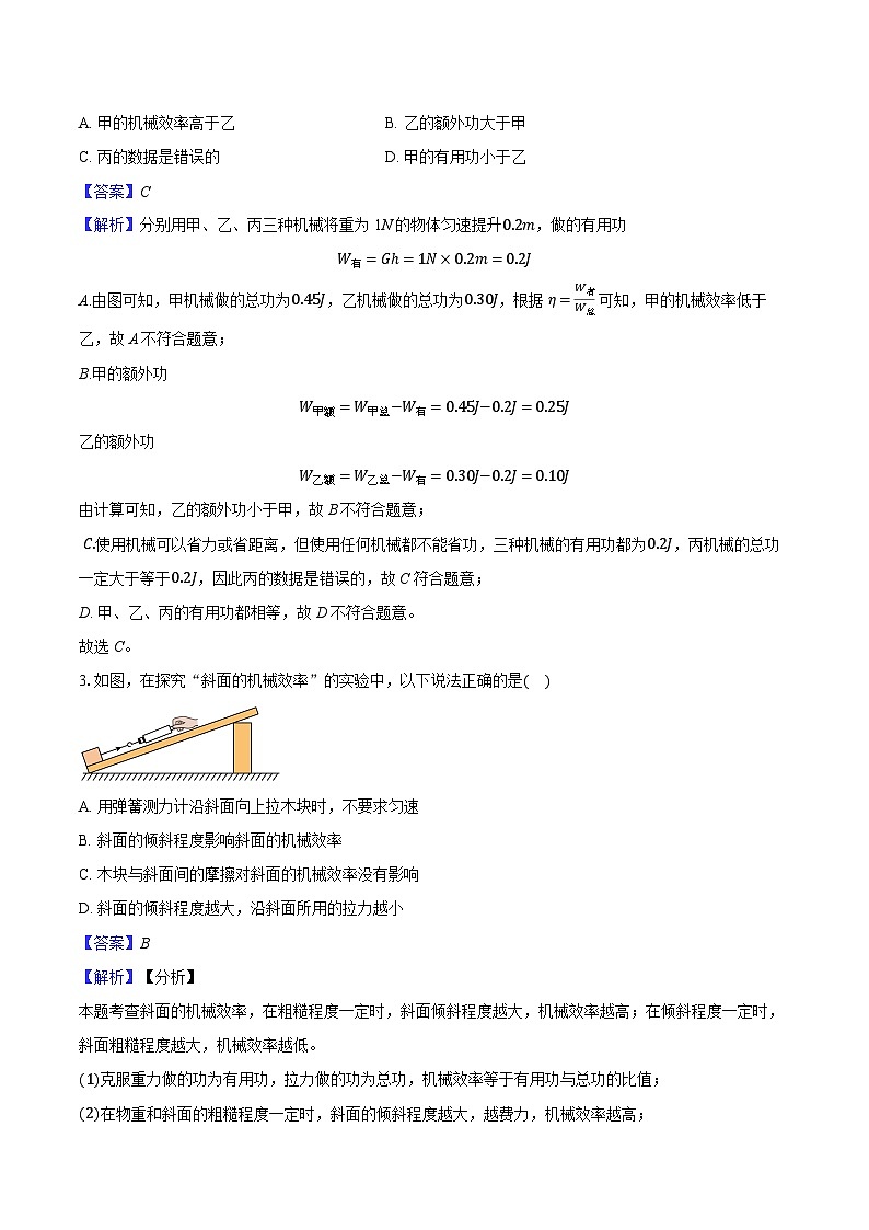 2026届初中物理中考复习一轮专题：探究各种机械的机械效率-练习（含答案+解析）第2页