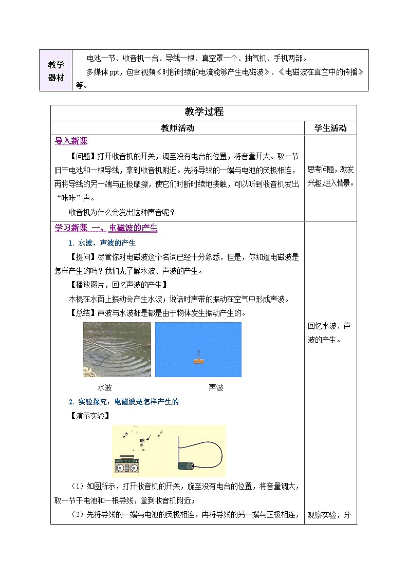 教学设计：人教版2024初中物理九年级21-1  电磁波的海洋第2页