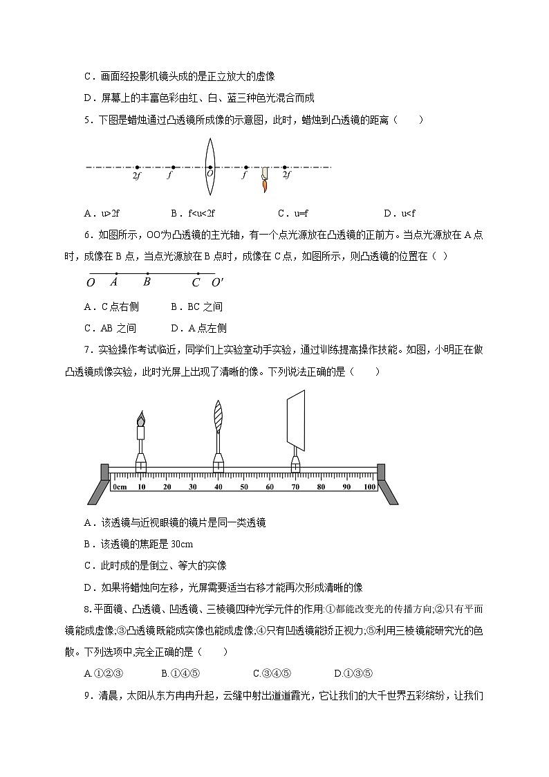 （人教版）八年级物理上册第5章  透镜及其应用（章末检测）（原卷版）第2页