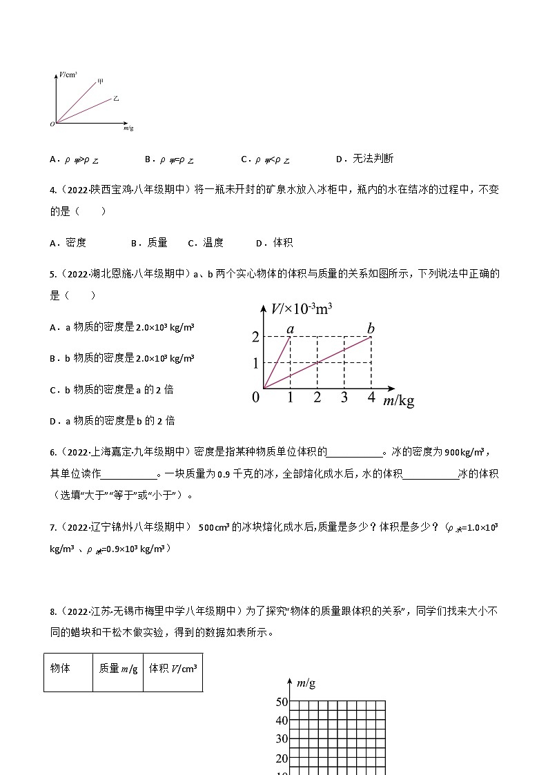 （人教版）八年级物理上册同步讲与练第6.2 密度（原卷版）第2页