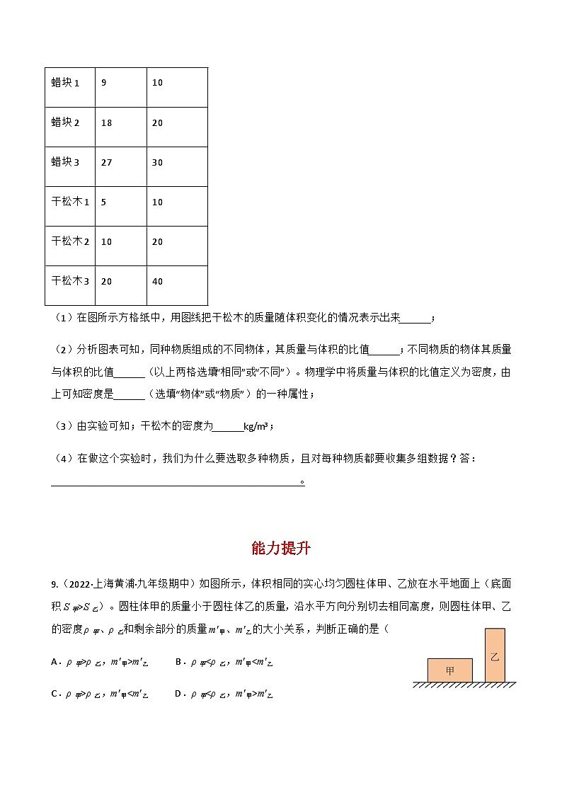 （人教版）八年级物理上册同步讲与练第6.2 密度（原卷版）第3页