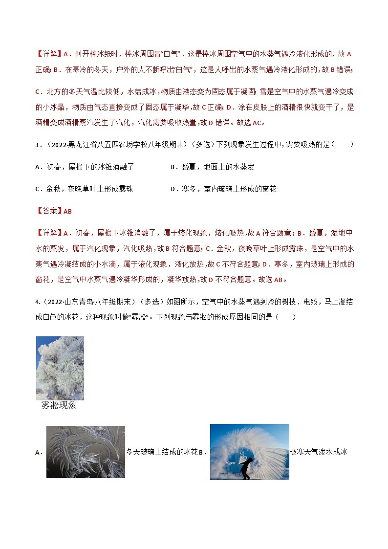 （人教版）八年级物理上册同步讲与练第3.4 升华和凝华（解析版）第2页