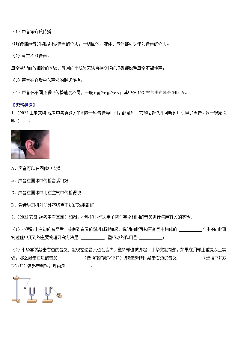 中考物理二轮复习考点题型归纳与变式演练专题01 声学综合（原卷版）第2页