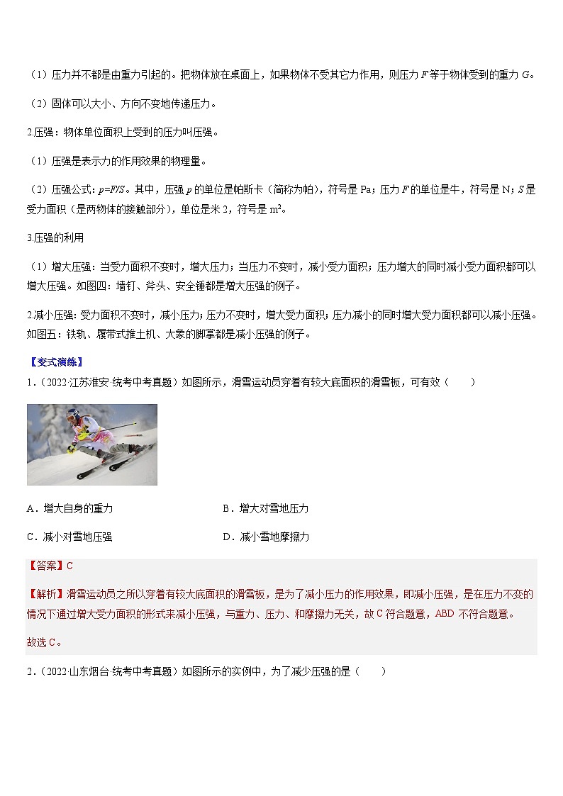 中考物理二轮复习考点题型归纳与变式演练专题11 压强（解析版）第2页